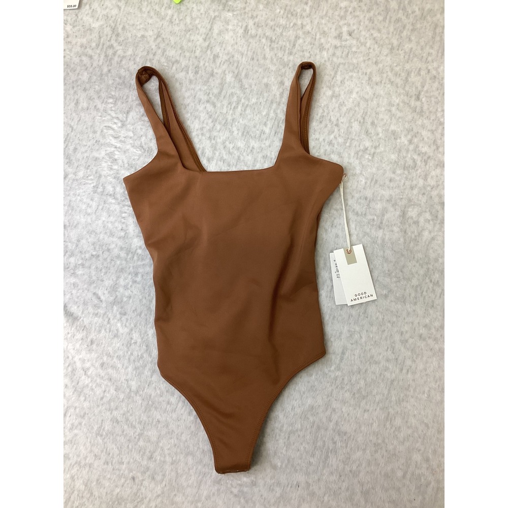 Good American Better Than Naked Square Neck Bodysuit Rust GB0375 Size 0 XS